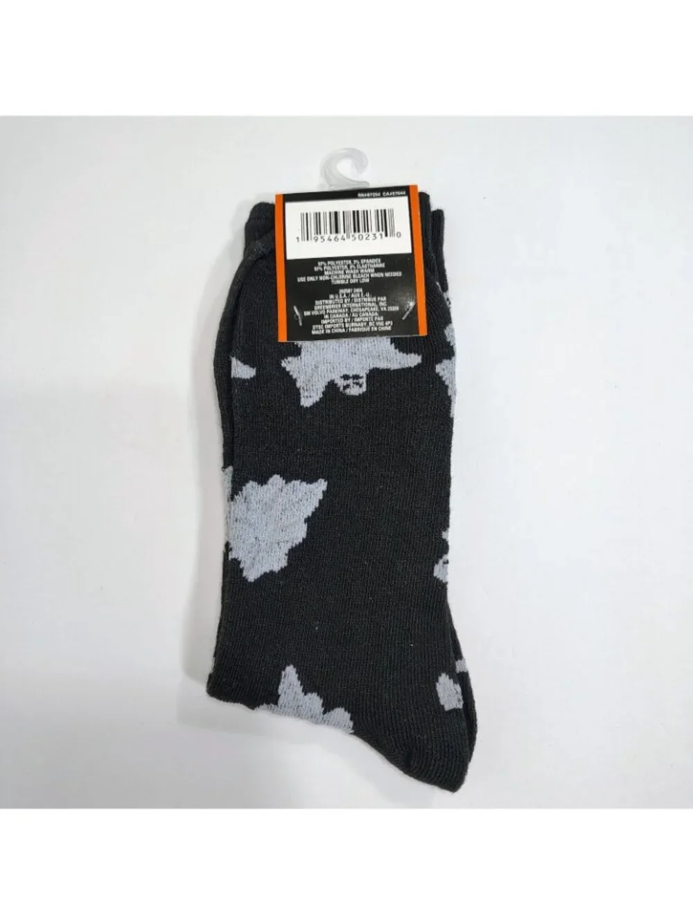 Halloween Crew Socks Womens Size 6-12 Gray Ghost Pattern Lightweight